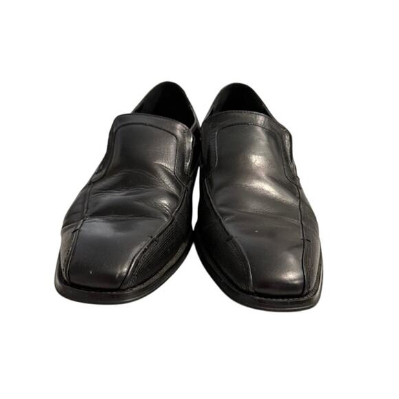 Reaction Kenneth Cole Men's Black Leather Loafers Witter Slip On Shoes Size 10 M - Picture 3 of 7